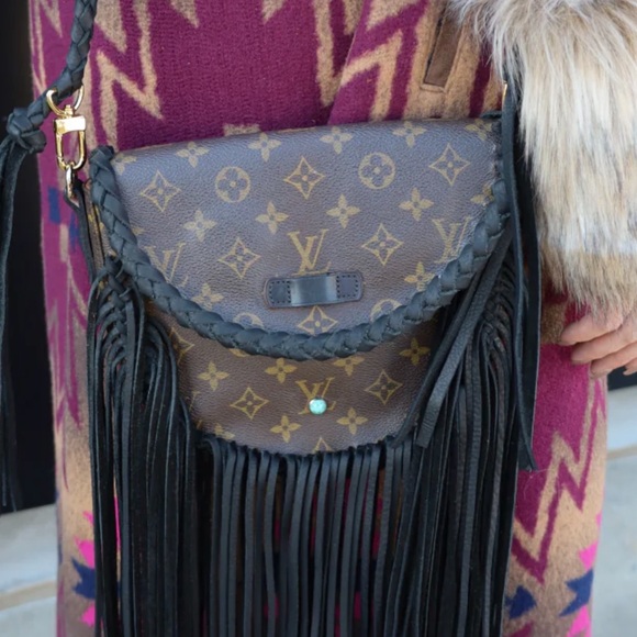 Louis Vuitton Brown Monogram Crossbody Bag with Fringe